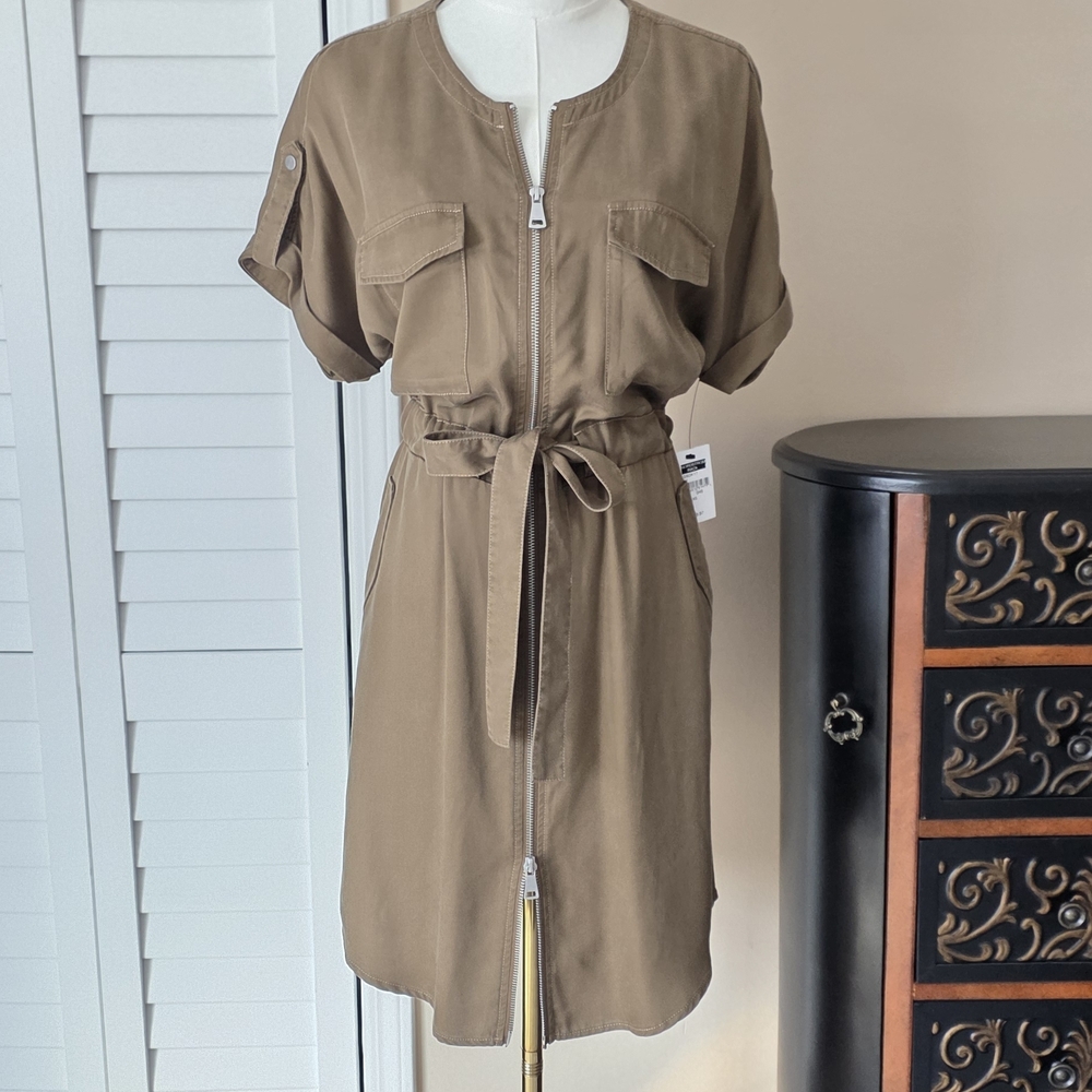 Nordstrom Tan Belted Midi Dress